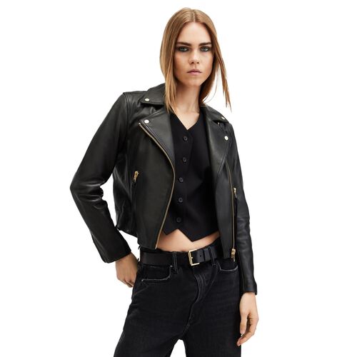 AllSaints Dalby Slim Fit Leather Biker Jacket
